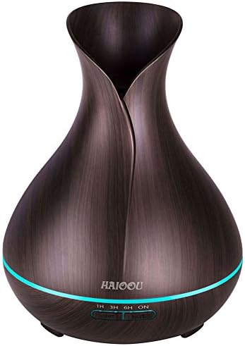 Diffusers for Essential Oils, 400ml Wood Grain Essential Oil Diffuser Ultrasonic Cool Mist Humidifier with Waterless Auto-Off 7 Color LED Light 8 - 12 Hour High Aroma Output for Home Office Large Room