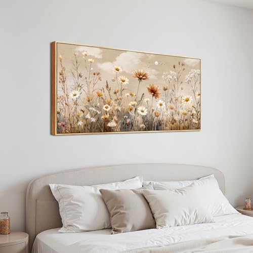 SERIMINO Modern Living Room Decoration Paintings, Frames for Large Decorative Canvas, Vintage Decorative Flowers Prints, Paintings, Nature, Hallways, Dining Room, Bedroom, 50 x 100 cm