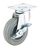 Steelex D2595 3-Inch 150-Pound Swivel Lock Rubber Plate Caster, Gray