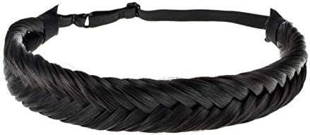 TOECWEGR Fishtail Hair Brai 9 Strands Synthetic Hair Braid Headband Classic Thick Braided Elastic Multicolor Shape Ladies Beauty headdress (1B A)