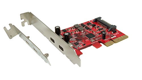 Ableconn PU31-2C-2 USB 3.1 Gen 2 (10 Gbps) 2-Port Type-C PCI Express (PCIe) x4 Host Adapter Card - Support Mac OS X 10.12 Sierra and Windows 10 / 8
