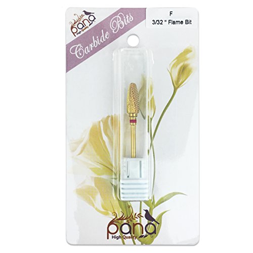 Pana 3/32" Flame Bit Safety Nail Carbide Bit - Gold Color (Grit: Fine - F) for Electric Dremel Drill Machine