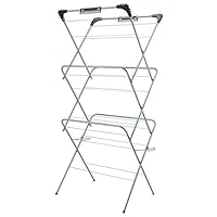 VENETIO CA011 Foldable 3 Tiers, Laundry Racks, Special for Baby Clothes Drying Indoor with 24 Socks Dryers, L23.6W18.1H53.1 in, Steel Sliver