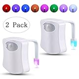 Wanleo Motion Sensor Activated LED Toilet Bowl Colorful Night Light with 2 Modes in 8 Colors Changes, 2 Pack