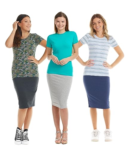 ESTEEZ COTTON TSHIRTS FOR WOMEN SHORT SLEEVE SUMMER TEES TOPS HIGH CREW NECK LAYERING BASIC PLAIN PLAYERAS PARA MUJER (EX801200HGREYXXL)