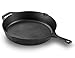 Pre Seasoned Cast Iron Skillet By MosesMo - Heavy Duty 12.5’’ Fry Pan - Professional Non Stick Cookware - Ideal For Grilling, Baking, Frying, Roasting, BBQ, Oven, Cooktop & Campfire Cooking - Black