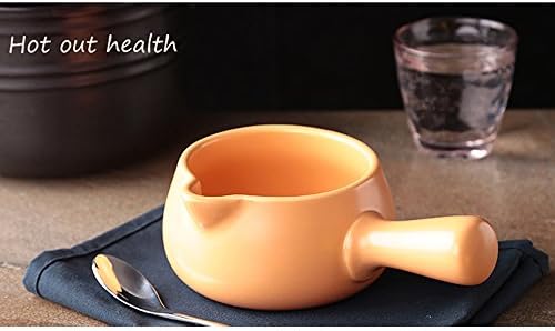 Ceramic Kitchen Milk Butter Mini Saucepan Warmer Cookware with Handle (Orange)