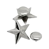 Souarts Silver Tone Color Five Pointed Star Stud Rivet Punk Bag Belt Leather Craft Pack of 50pcs
