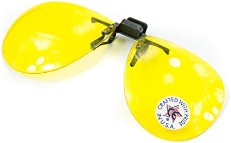 Polycarbonate Canary Yellow Clip on Flip Up Enhanced Driving Sunglass - Rectangle Lenses - 58mm Wide X 52mm High (134mm Wide) [2 Pack]