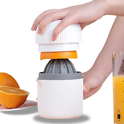 GMISUN Citrus Lemon Orange Juicer Manual Hand Squeezer 2 in 1 Lid Rotation Hand Press Reamer with Strainer and Container (White)