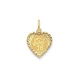 14K Yellow Gold Sweet Sixteen Heart Charm