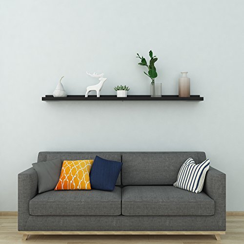 Modrine Floating Picture Ledge Display Wall Mount Shelf for Picture Frames Book Display (Black, 47inch)