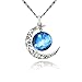 Jiayiqi Women Fashion Crescent Moon Pendant Necklace Charm Sky Galaxy Universe Time Gem Necklace