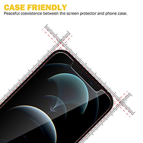 EGV Compatible avec iPhone 12 Pro 6.1 Pouce Verre Trempé,3 Pack Film Protection Écran et 3 Pack Caméra Arrière Protecteur-Noir