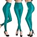 Blooms - Women Polyurethane Leather High Waist Ankle Length Footless Pantyhose Legging Tight Pant Small Medium Large (Medium, Aqua Blue Snake Veins)
