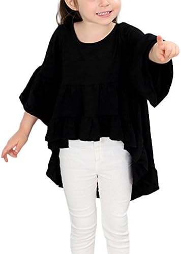 Verypoppa Little Girls Cute Irregular High-Low Hem Flare Sleeve Shirt Dress Top
