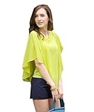 Zehui Women's Asymmetric OL Career Casual Batwing Sleeve Chiffon Shirt