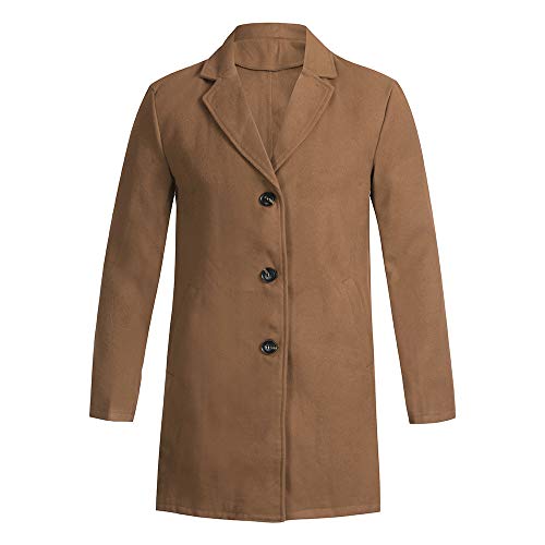 Dacawin_Men Coats Men's Winter Slim Trench Jacket Casual Mid-Long Suit Overcoat Solid Color Long Sleeve Button Coat