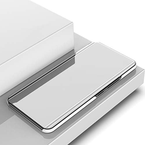 UKDANDANWEI Oppo F9 (Pro) Case,Electroplate Mirror Screen Luxury Translucent View Window Function Cover Flip Stand Full Body Protective Case for Oppo F9 (Pro) 6.3" - Silver