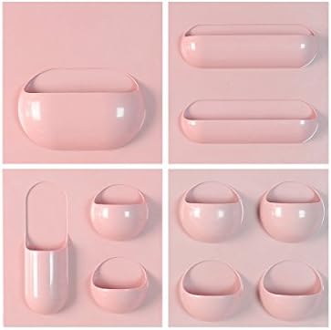 Wall Shelf, Wall Storage Organizer for Toothbrush Bathroom, Makeup Dresser, Key Holder Door (pink full set)