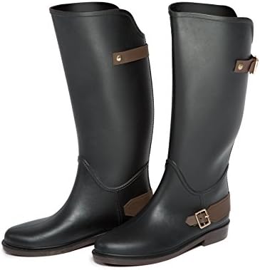 Festival Ladies Riding Style Wellington Boots - Black With Buckle - Sizes 3-7 UK