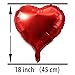 18 inch Red Love Heart Foil Mylar Balloons Valentines Day Wedding Favors Sweetheart Helium Balloons Baby Shower Decorations, 50 PC
