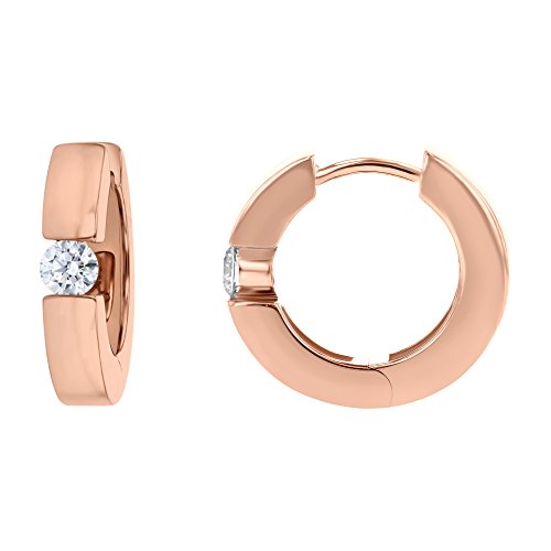 Olivia Paris 14k Rose Gold Solitaire Huggie Earrings (1/4 cttw, H-I Color, I1 Clarity) .55