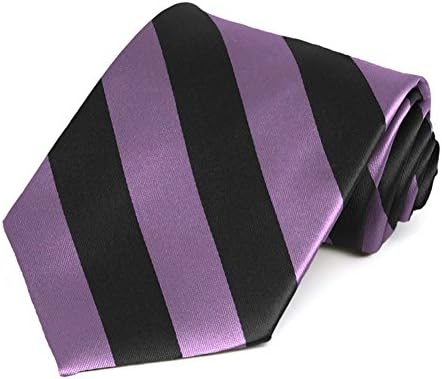 TieMart Wisteria Purple and Black Striped Tie