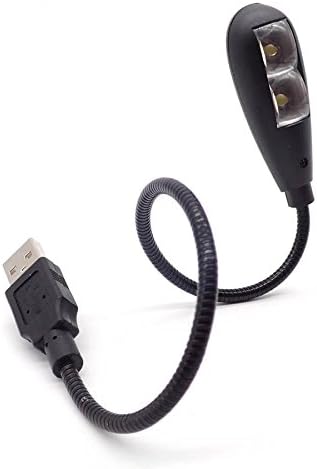 USB Reading Lamp with 2 LED Lights and Flexible Gooseneck MALLMAX - Two Brightness Settings (Black)