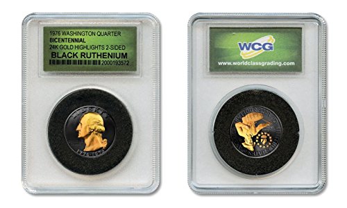 Black RUTHENIUM 1976 Bicentennial Quarter 2-Side w/ 24KT Gold in Slabbed Holder