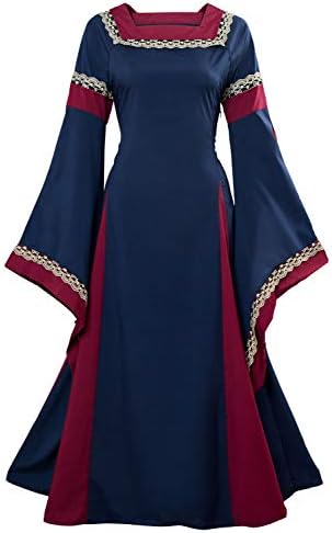 tianxin Womens Retro Renaissance Medieval Costume Dress Long Flare Sleeve Gothic Victorian Fancy Evening Dress