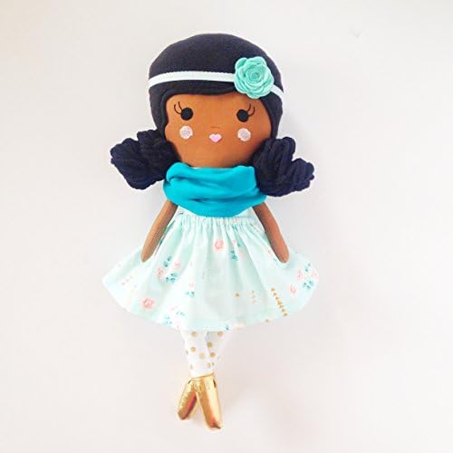 Cotton Candy Dollies - Handmade Heirloom Quality Dress Up Dolls (Confetti Blossom Collection - Little Miss) (Mint Posy - Black Hair/Black Eyes)