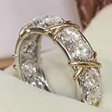 Pixel Jewelry 1985 - Eternity Diamonique CZ 10KT White&Yellow Gold Filled Wedding Band Ring Size7