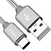 USB Type C Cable (2-Pack 3.3FT),OneKer USB C to USB A Charger Nylon Braided Fast Charging Cord Compatible Samsung Galaxy Note 9 8 S10 S9 S8 Plus,LG G5 G6 V20,Google pixel 2 xl, HTC U11,OnePlus 5(Grey)