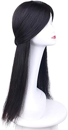 目に見えない手織りの本物の髪のかつらロングストレート黒髪は女性
