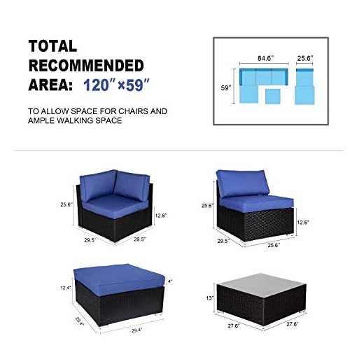 Peach Tree 7 PCs Outdoor Patio PE Rattan Wicker Sectional Sofa