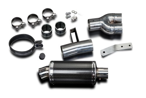 Delkevic Aftermarket Slip On compatible with Honda NT650 & NT400 DS70 9" Carbon Fiber Oval Muffler Exhaust 88-93