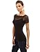 PattyBoutik Women Scalloped Lace Inset V Neck Top (Black Small)