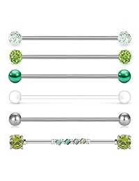 Incaton - Pendientes de cartílago de 0.49 oz de acero quirúrgico, de acero quirúrgico, con circonita cúbica, para la industria, con barra de 1.496 in de longitud