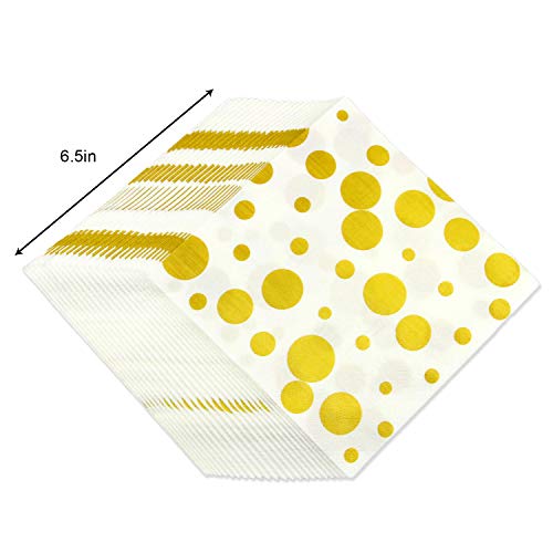 201 Piece Gold Dot/Polka Dot Party Supplies Set for 50, Including Plates, Cups, Napkins and Tablecloth - Thumbnail 5
