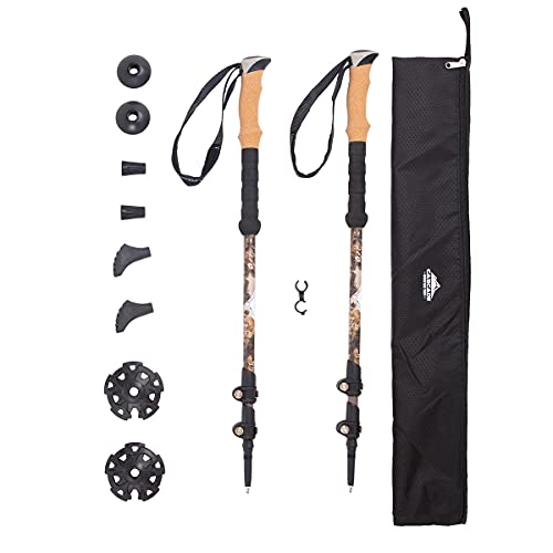 Cascade Mountain Tech Trekking Poles - Carbon Fiber Walking or Hiking Sticks with Quick Adjustable Locks