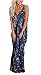 PRETTYGARDEN Women's Spaghetti Strap Floral Print Deep V Neck, Blue, Size Small