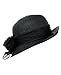 NYFASHION101 Satin Ribbon Triple Rose Band Side Flip Brim Cloche Bucket Hat - Black
