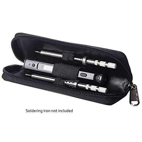 Portable Carry Case travel case for TS100 TS80 Soldering Iron TS100 soldering iron case accessories kit PU Leather Zipper Pouch Single Layer Organizer Bag