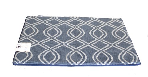 Fabbrica Home Non-Slip Bath Kitchen Accent Memory Foam Rug Mat, 34" x 21" (Byzantine-Navy Blue)