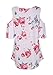 Lovaru Women's Plus Size Fashion Cold Shoulder Floral Tunics Top Blouse Pink 3XL