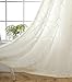 MIUCO Moroccan Embroidery Semi Sheer Curtains Faux Linen Grommet Curtains for Bedroom 52 x 63 Inch 2 Panels, Off White