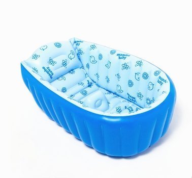 Movker Inflatable Baby Bathing Tubs and Seats,Baby Aerated Bathtub,Infant Portable Inflatable Shower Pool,Soft and Safty For 0 to 5 Years Old Baby (BLUE) - Thumbnail 3