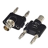 BNC Female to Dual Banana Male Plug Jack Binding Posts RF Coaxial Adapter BNC to BNC Male Banana Coax Jack Splitter Connector Pack of 2