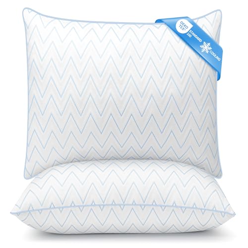 TESQ Pillow 65 x 65 cm Set of 2 Soft and Breathable Pillows, Filling 70% 7D and 30% 1.33D Polyester Fibre, Comfort and Balanced Support, Suitable for All Sleeping Positions
